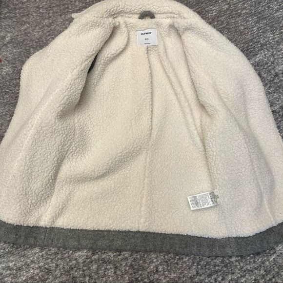 NWOT Old Navy grey asymmetrical zip pea coat with Sherpa lining size XS 5 - Picture 2 of 3